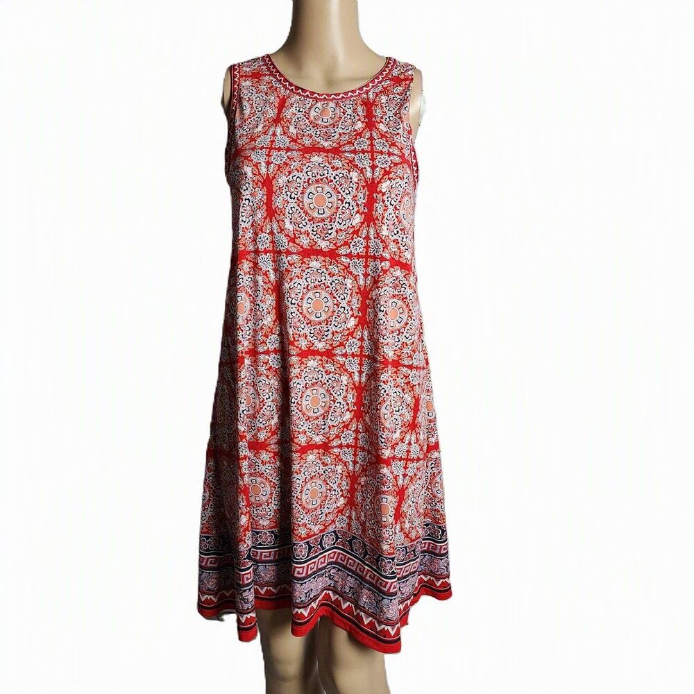 Max Studio Sleeveless Shift Dress - XS NWT - Boho Medallion Red